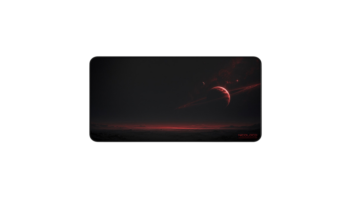 NICOLOCO Red Nebula Planet Desk Mat — Cosmic Gaming Mousepad for Space Fans